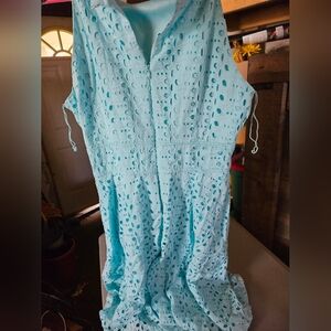 Db Brand Light Blue Eyelet Dress